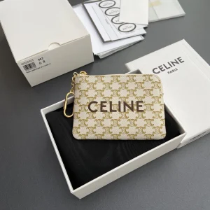 CELINE Triomphe Monogram Zip Card Holder with Key Hook image 1