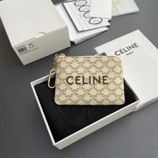CELINE Triomphe Monogram Zip Card Holder with Key Hook image 1