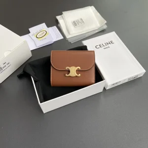 CELINE Triomphe Brown Leather Wallet image 1