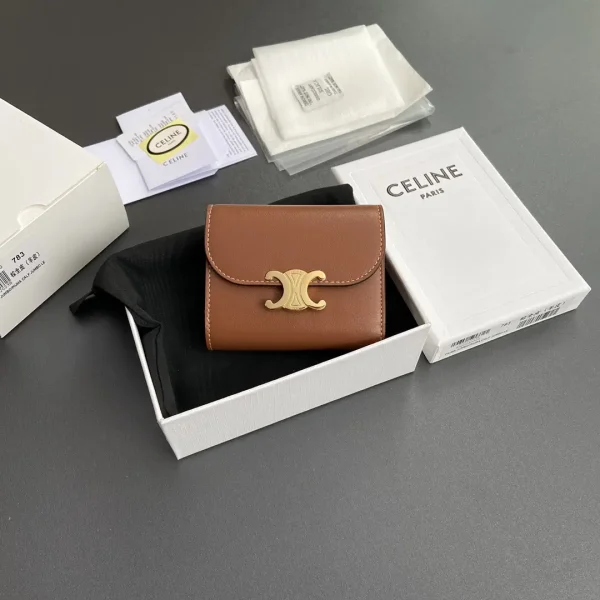 CELINE Triomphe Brown Leather Wallet image 1