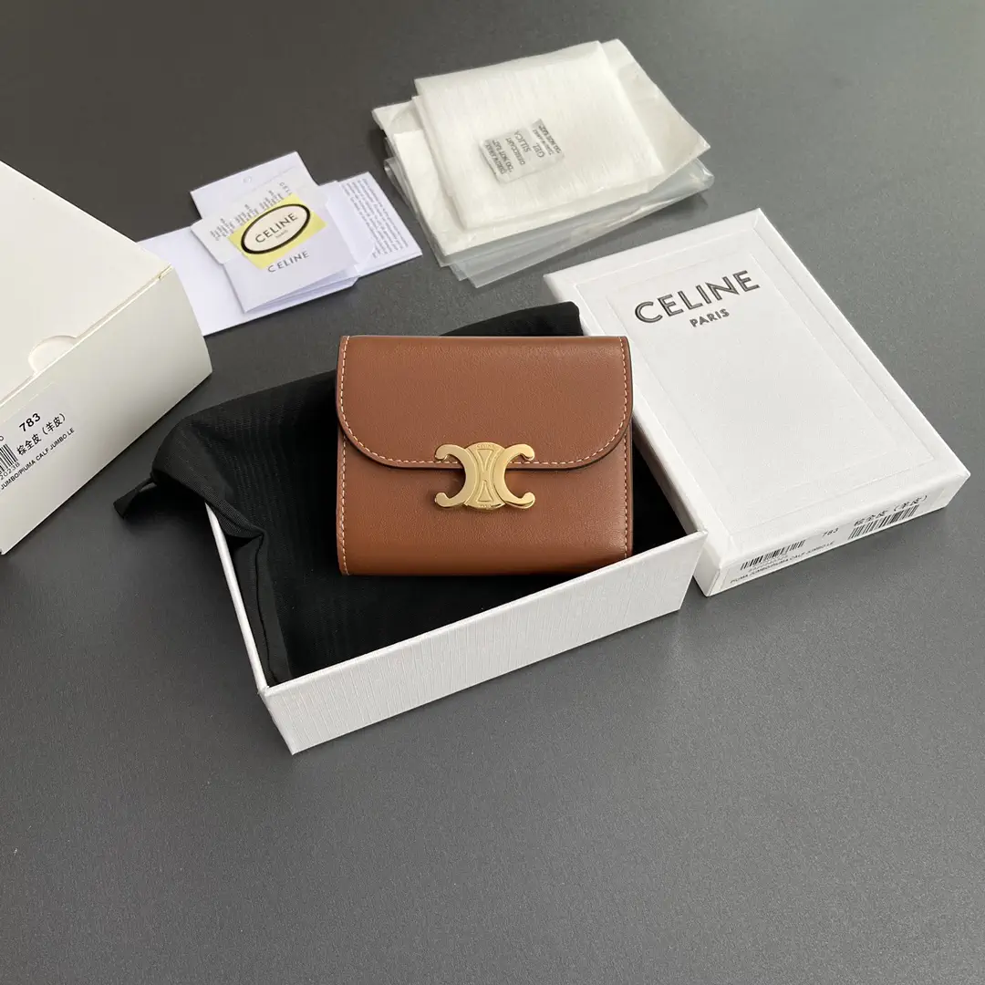CELINE Triomphe Brown Leather Wallet image 1