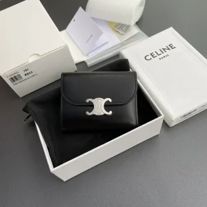 CELINE Triomphe Black Leather Wallet image 1