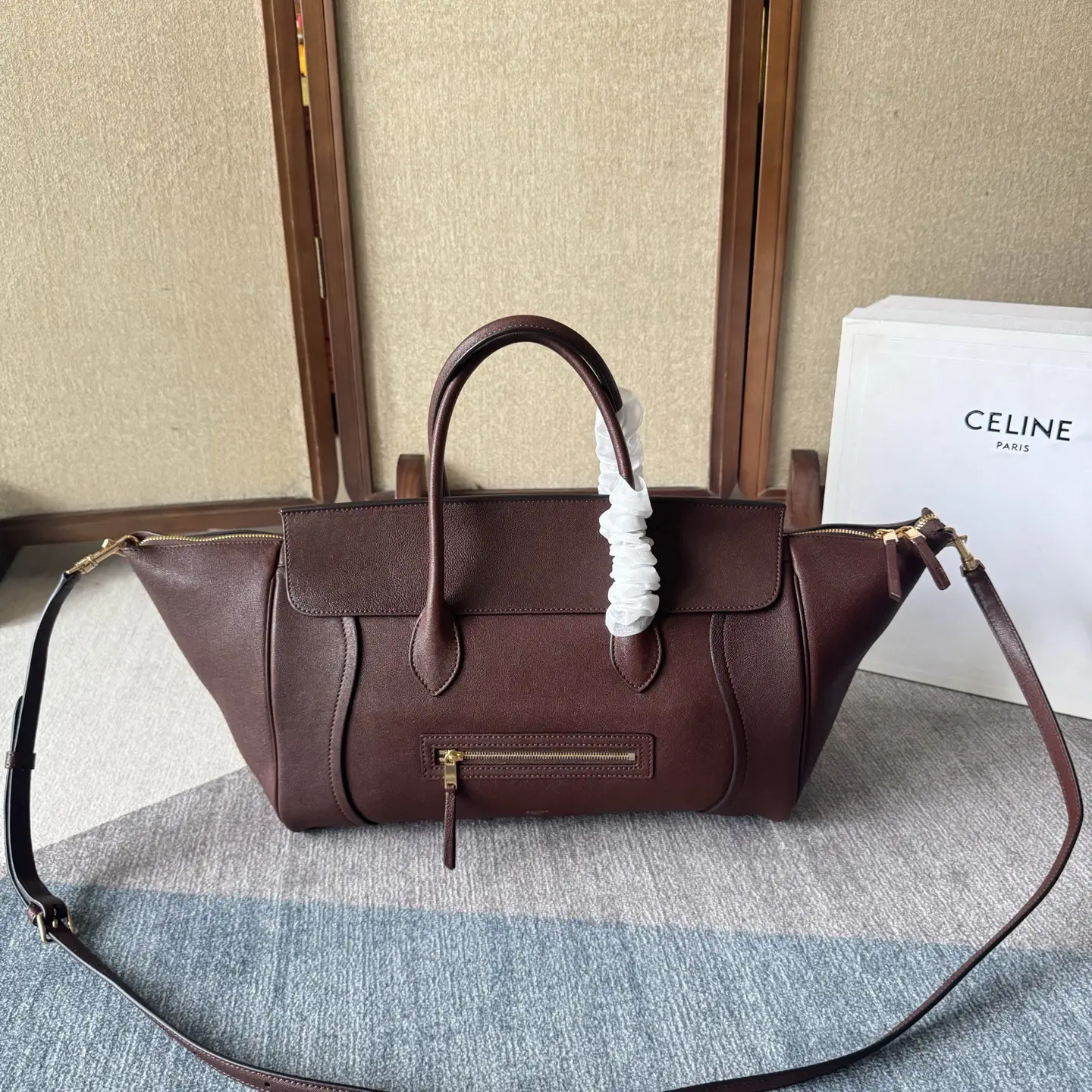CELINE Brown Leather Top Handle Bag image 1