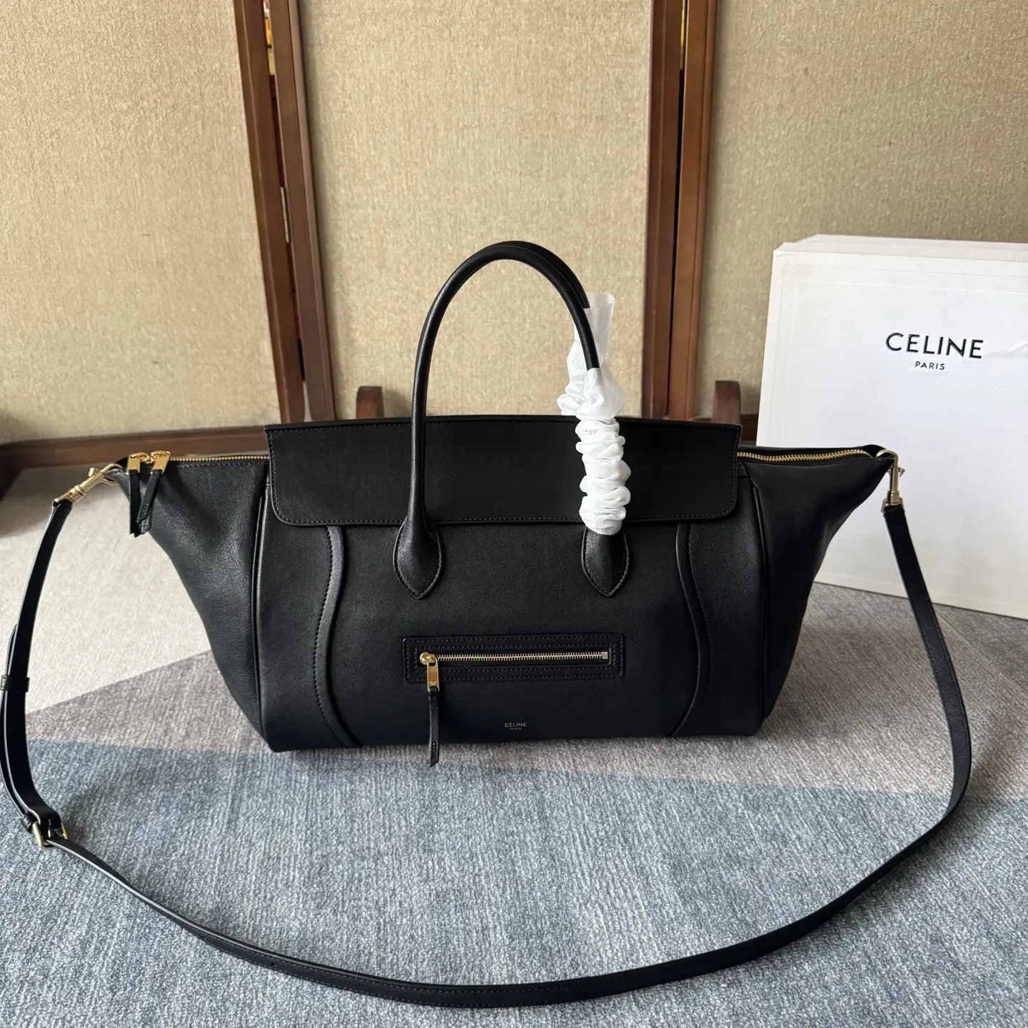 CELINE Black Leather Top Handle Bag image 1