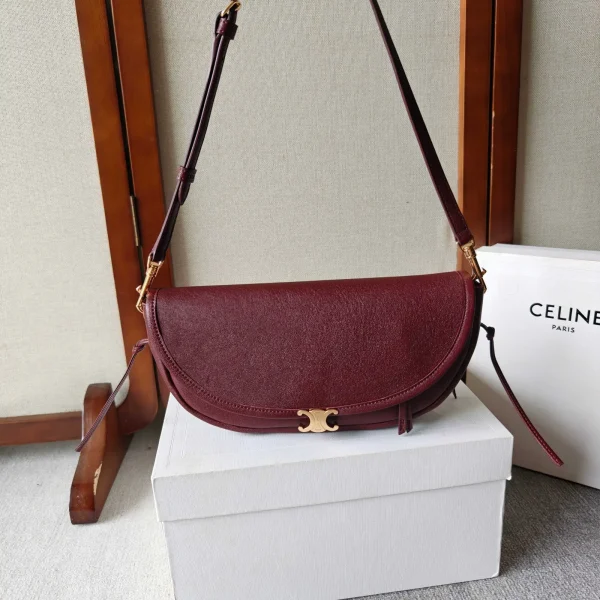 CELINE Burgundy Halfmoon Crossbody Bag image 1