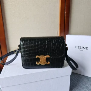 CELINE Crocodile Embossed Triomphe Shoulder Bag image 1