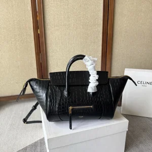 CELINE Crocodile Embossed Leather Smile Top Handle Bag image 1
