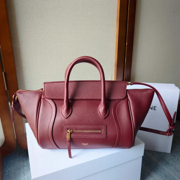 CELINE Burgundy Leather Top Handle Bag image 1