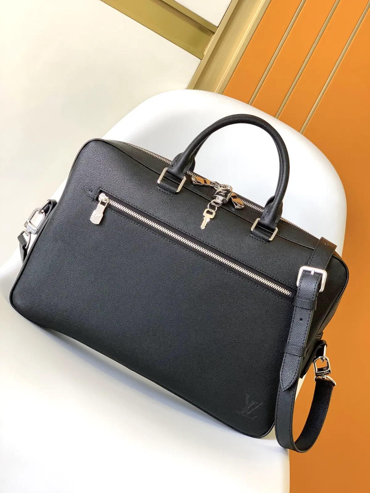 Louis Vuitton Black Leather Porte Documents Briefcase image 1