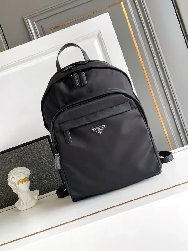 Prada Black Nylon Backpack with Leather Trim image 1