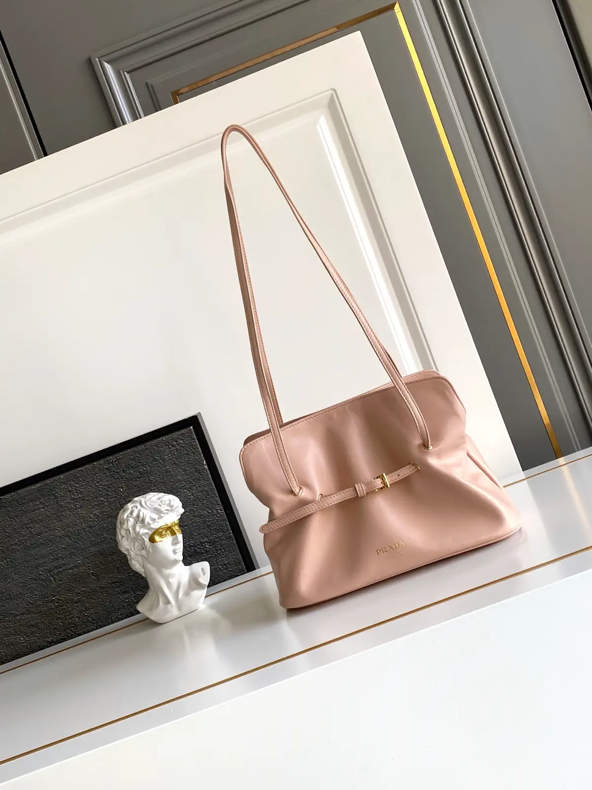 Prada Blush Pink Leather Shoulder Bag image 1