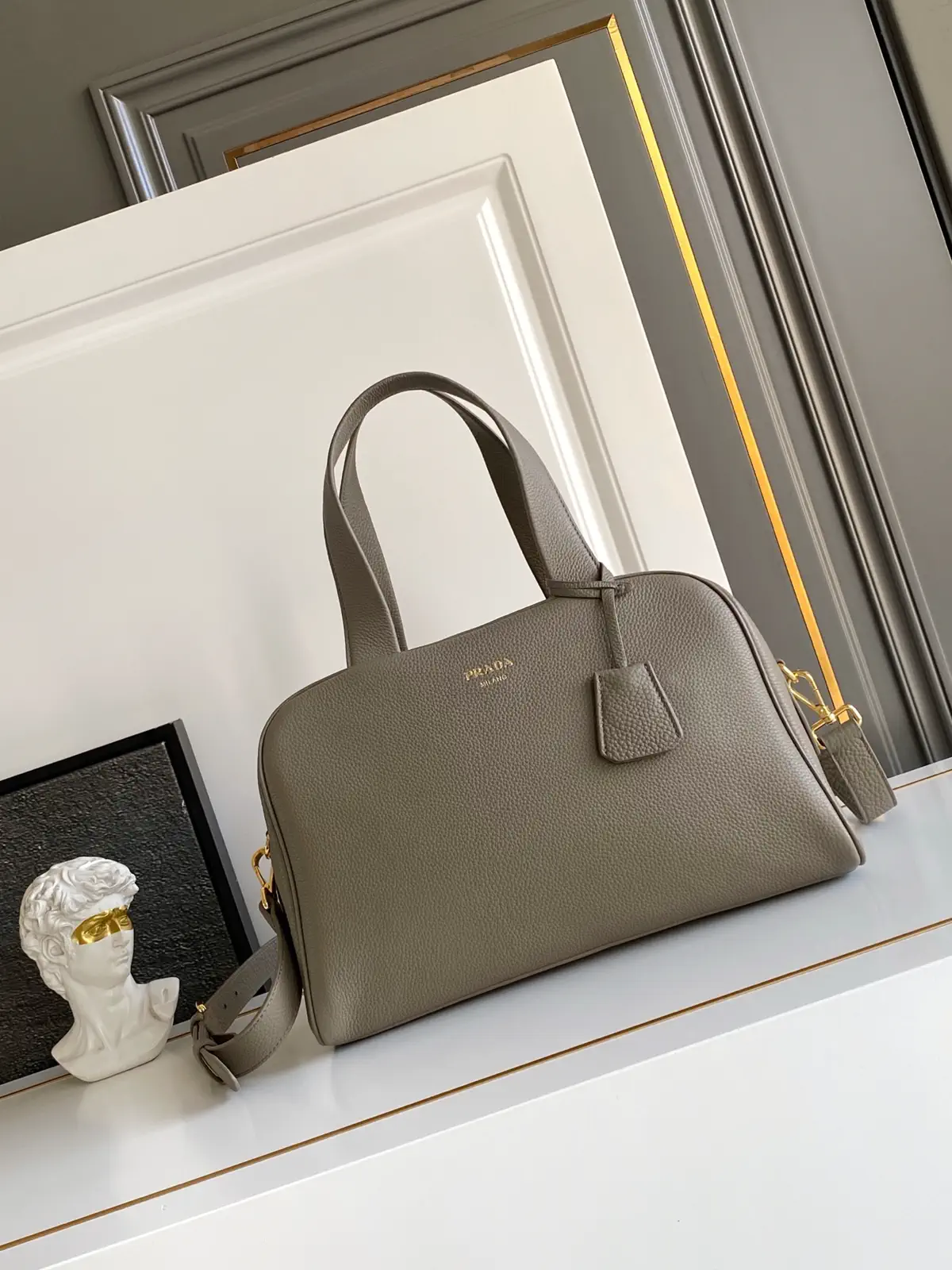 Prada Grained Leather Top Handle Bag image 1