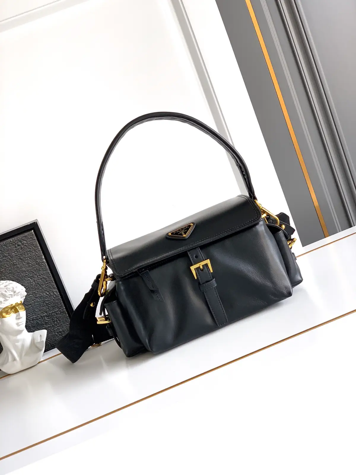 Prada Leather Top Handle Shoulder Bag image 1