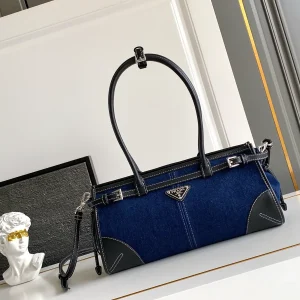 Prada Denim and Leather Top Handle Crossbody Bag image 1