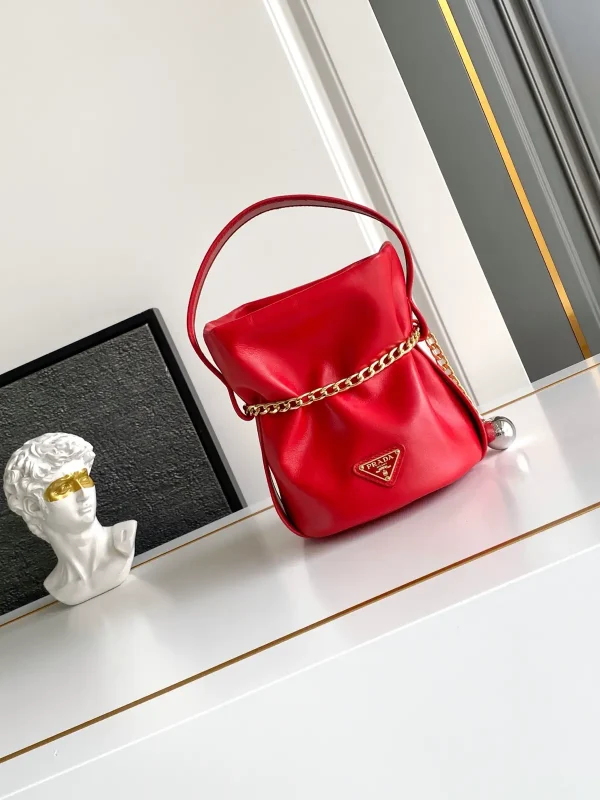 Prada Red Leather Bucket Bag image 1
