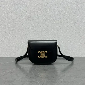 CELINE Black Saddle Crossbody Bag with Triomphe Clasp image 1