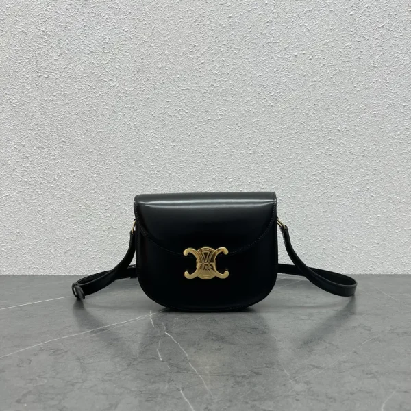 CELINE Black Saddle Crossbody Bag with Triomphe Clasp image 1