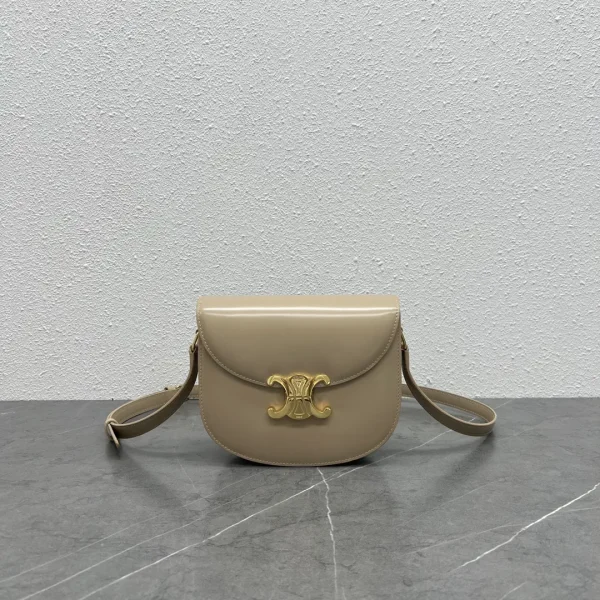 CELINE Beige Saddle Crossbody Bag with Gold Triomphe Clasp image 1