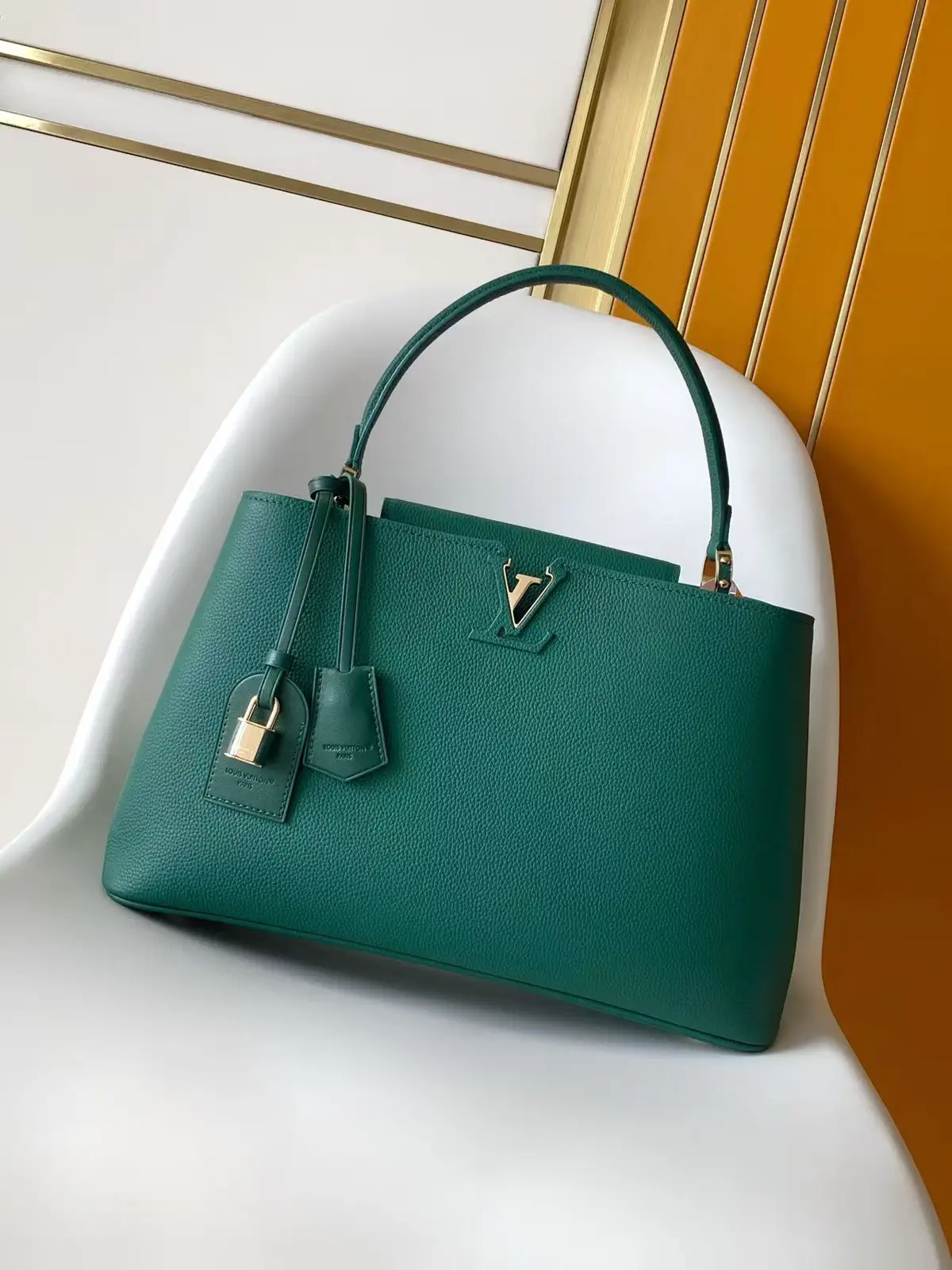 Louis Vuitton Green Capucines Souple Top Handle Bag image 1