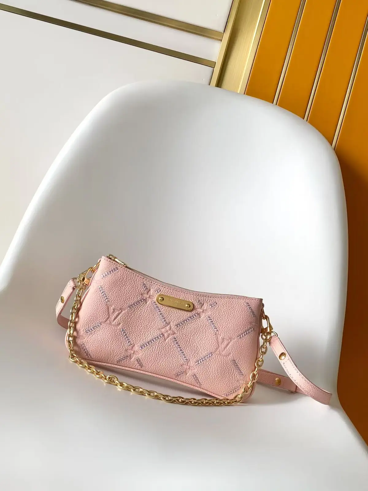 Louis Vuitton Liv Pochette Pink Monogram Empreinte Leather Bag image 1