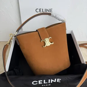CELINE Louise Small Suede Bucket Bag with Triomphe Closure image 1