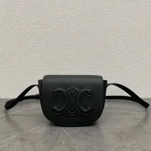 CELINE Black Folco Saddle Crossbody Bag image 1