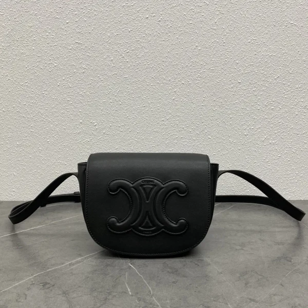 CELINE Black Folco Saddle Crossbody Bag image 1