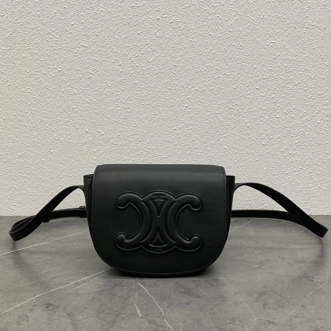CELINE Black Folco Saddle Crossbody Bag image 1