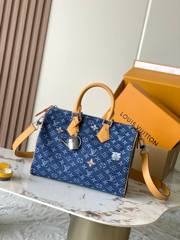 Louis Vuitton Denim Monogram Speedy Bandoulier Top Handle Bag image 1