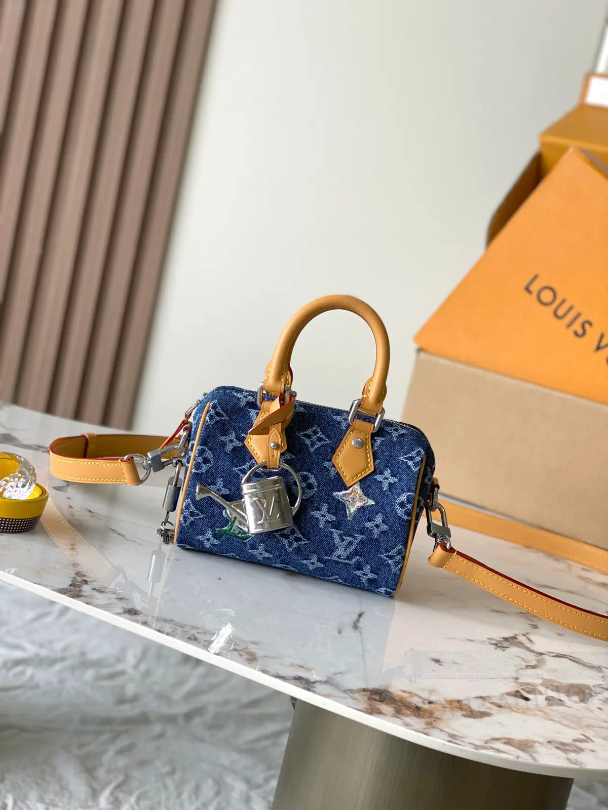 Louis Vuitton Speedy 18 Bandouliere Denim Monogram Top Handle Bag image 1