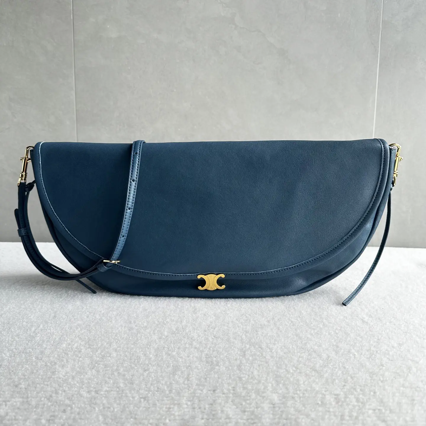 CELINE Navy Blue Halfmoon Crossbody Bag image 1