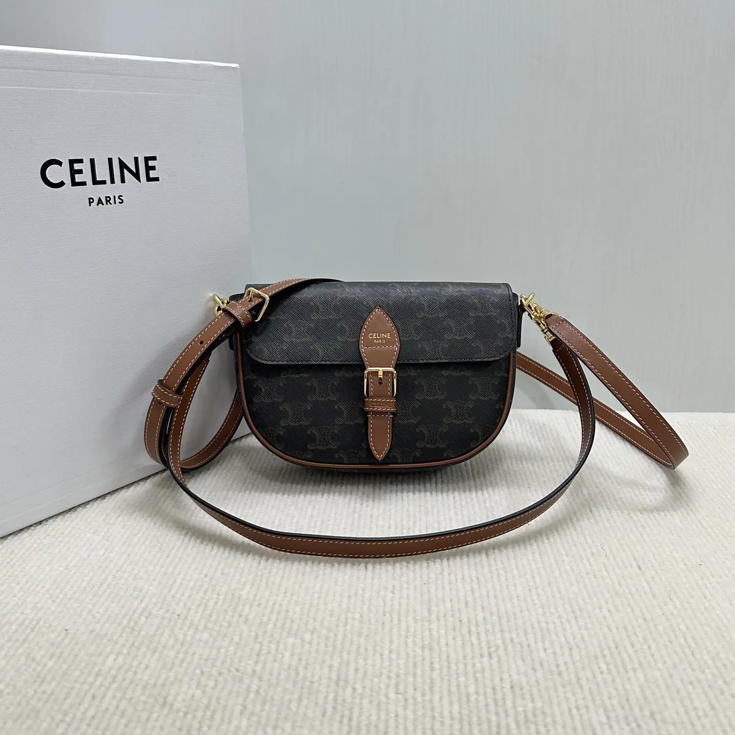 CELINE Folco Monogram Saddle Crossbody Bag image 1