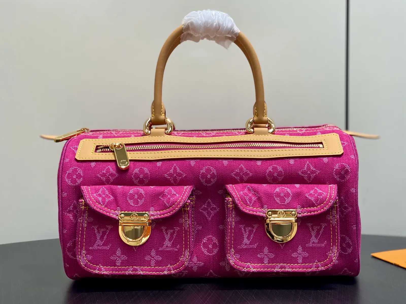 Louis Vuitton Magenta Monogram Denim Top Handle Bag image 1