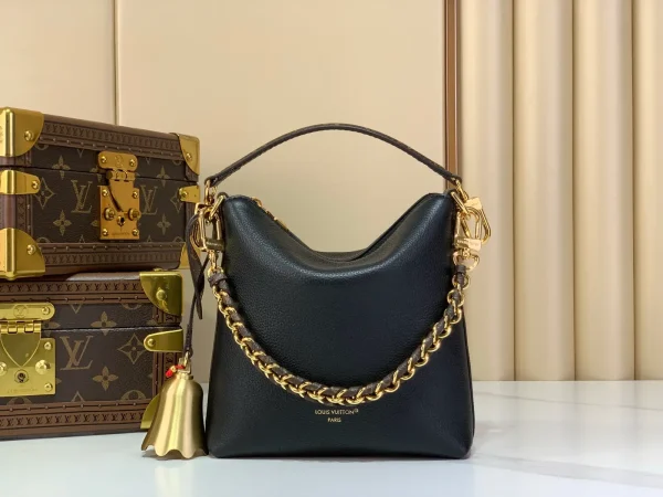 Louis Vuitton Black Leather Chain Bag with Bell Charm image 1