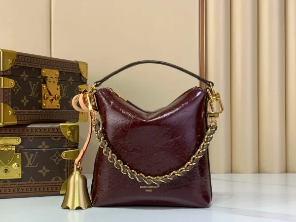 Louis Vuitton Burgundy Leather Chain Bag with Bell Charm image 1