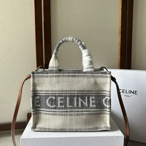 CELINE Cabas Thais Striped Fabric Tote Bag image 1