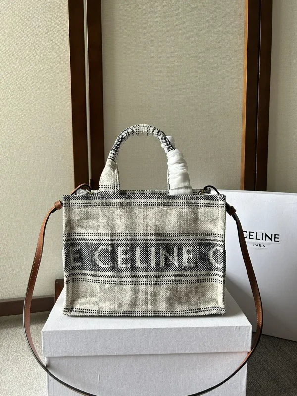 CELINE Cabas Thais Striped Fabric Tote Bag image 1
