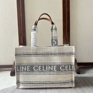CELINE Striped Fabric Large Tote Bag image 1