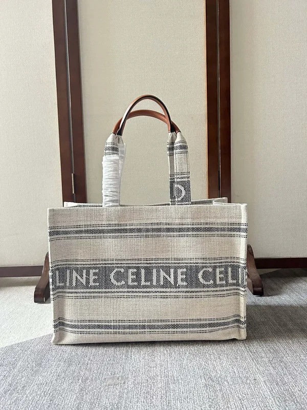 CELINE Striped Fabric Large Tote Bag image 1