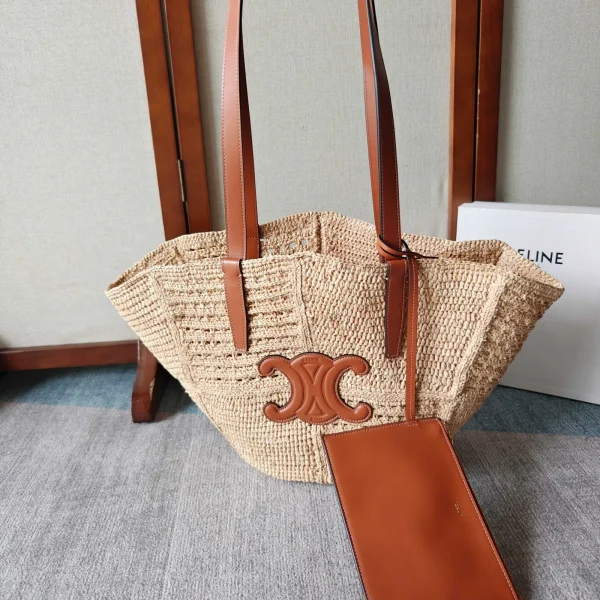 CELINE Woven Medium Triomphe Tote Bag image 1