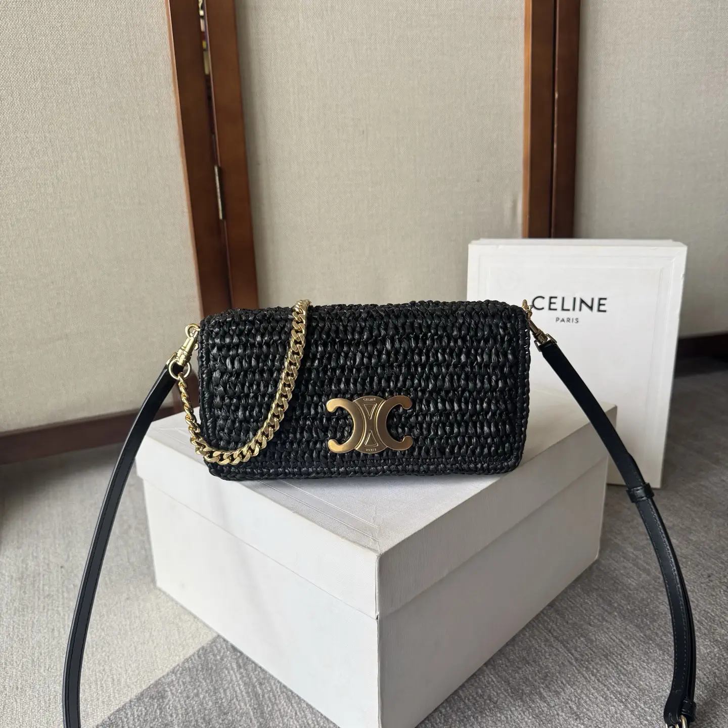 CELINE Woven Triomphe Shoulder Bag image 1