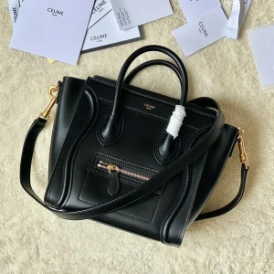 CELINE Black Leather Nano Luggage Top Handle Bag image 1