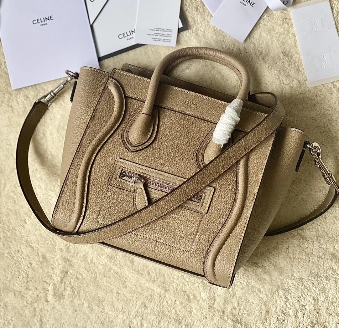 CELINE Taupe Nano Luggage Top Handle Bag image 1