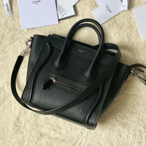 CELINE Black Leather Nano Luggage Top Handle Bag image 1