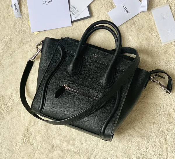 CELINE Black Leather Nano Luggage Top Handle Bag image 1