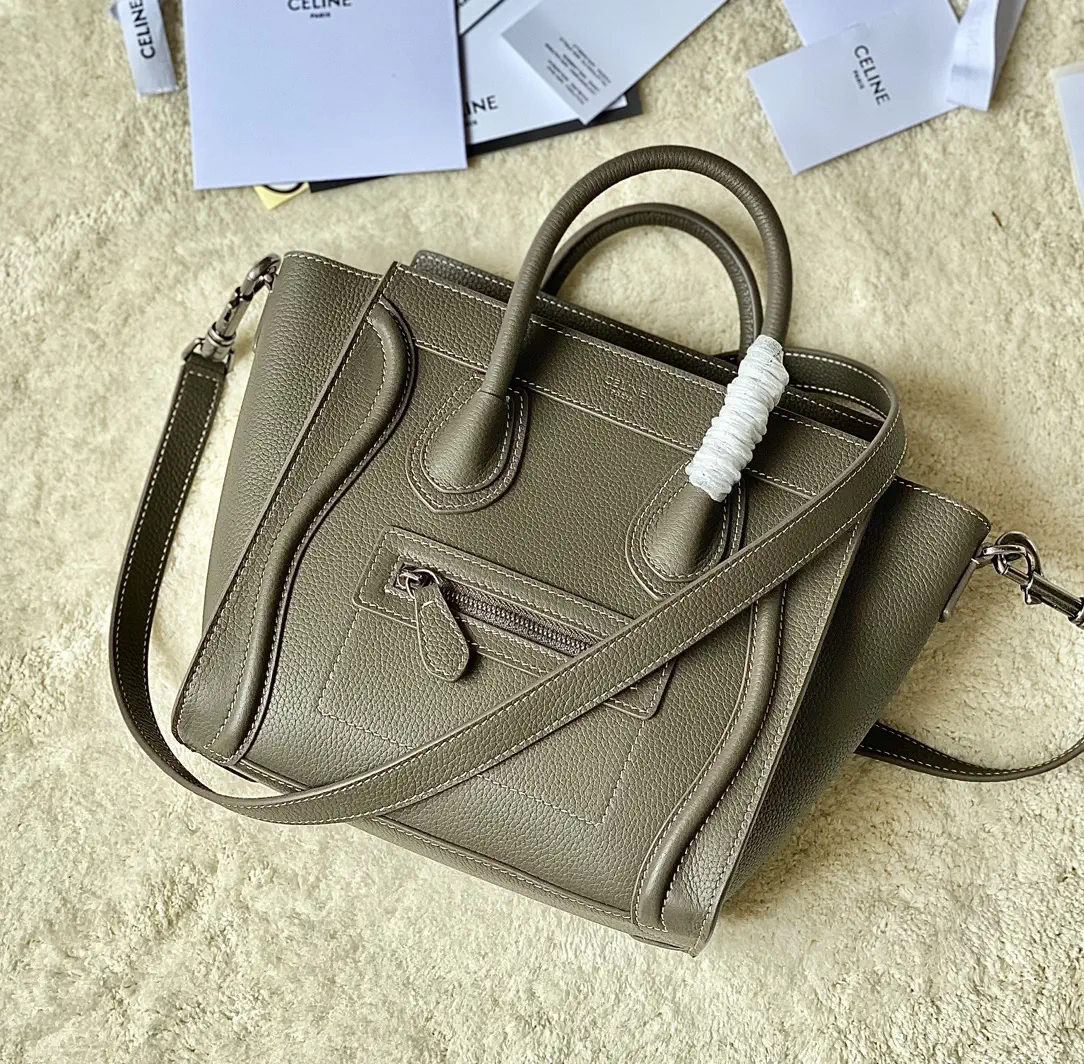 CELINE Taupe Nano Luggage Top Handle Bag image 1