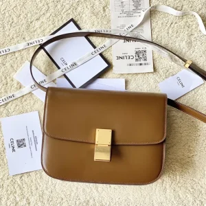CELINE Camel Leather Box Shoulder Bag image 1