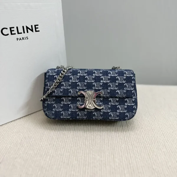 CELINE Denim Triomphe Chain Shoulder Bag image 1