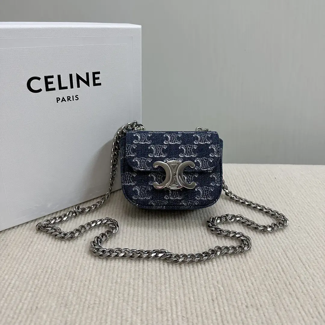CELINE Mini Denim Monogram Chain Crossbody Bag image 1