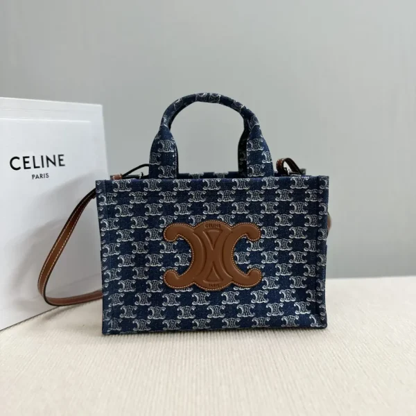 CELINE Denim Monogram Tote Bag with Crossbody Strap image 1